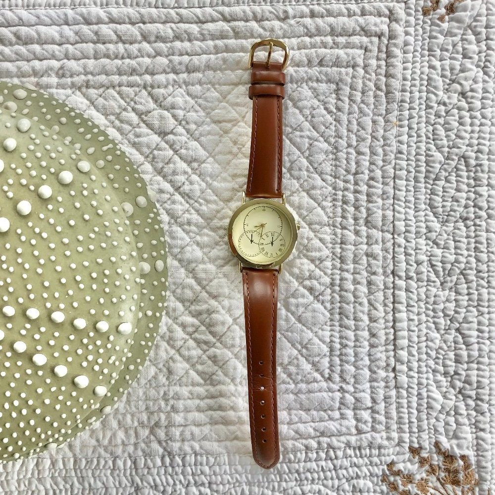 Analog Watch with Leather Band